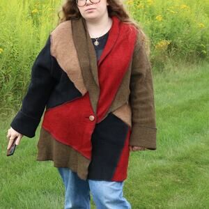 Vintage 90s CB Wraps Patchwork Cardigan Sweater